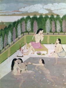 Filles se baignant, style Pahari, école de Kangra, Himachel Pradesh, XVIIIe siècle
