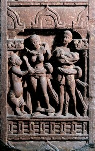 Sundarananda (Nanda) aidant Sundari à sa toilette. Période Kouchane