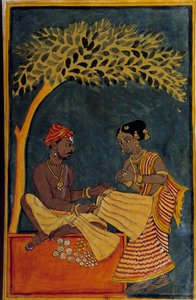 Art indien : un marchand de tissus. Aquarelle vers 1760. Paris, B.N. - Indian School