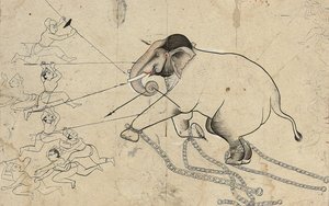 Isarda ou kotah dessin préparatoire du dressage d