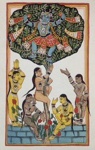 Krishna et 5 déesses - Indian School