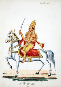 Seigneur Kalki sur son cheval Devadatta avec une épée à la main