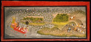 Maharana Jagat Singh II chassant au faucon et au sanglier, vers 1740 - Indian School