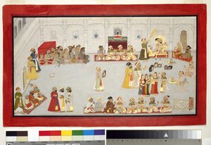 Maharana Sangram Singh avec ses enfants et courtisans, vers 1715