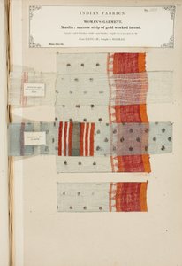 Échantillon de mousseline de Ganham, acheté à Madras, de The Collection of the Textile Manufacturers of India, par John Forbes Watson, publié en 1866