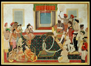 Le prince Mahadaji Sindhia recevant un officier de l