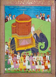 Princesse en palanquin sur un éléphant à la cour de Shah Alem - Indian School