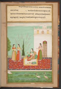 La rencontre cachée de Radha [avec son amant] à travers une peinture