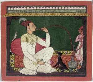 Raja Medini Pal, inscrit au verso en caractères Takari bilauria medini pal, Basohli, Himachal Pradesh, École Pahari, 1735 - Indian School