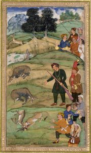 Salim, tenant son fusil, désigne un nilgai mort - Indian School