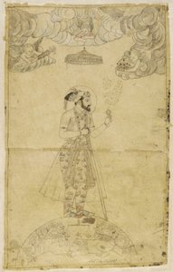 Shah Jahan debout sur un globe - Indian School
