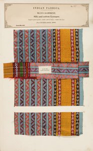 Échantillon de Loongee en soie et coton de Hyderabad au Sind, de The Collection of the Textile Manufacturers of India, par John Forbes Watson, publié en 1866