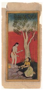La nymphe céleste plaide avec le sage - Indian School