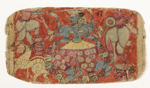 La déesse Kali combat des démons, de Durga attaquant les démons Shambha et Nishumbha - Indian School