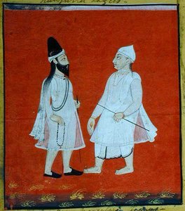 Deux Faqirs musulmans errants (jangam) mendiants religieux, Udaipur, vers 1810-20 (détail) - Indian School