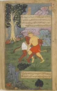 Hanuman vainc Nikumbha en lui arrachant la tête