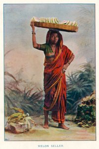 Indigènes indiens : Vendeur de melons (photo en couleur)
