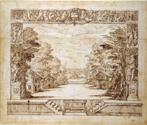 Proscenium et scène debout, vers 1635