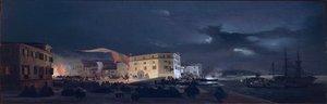 Italie, Fête nocturne à San Pietro di Castello, une île dans la lagune de Venise - Ippolito Caffi