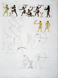 Scènes militaires, soldats avec arcs et flèches, des tombes de Beni Hasan, Planche CXVIII, des monuments d