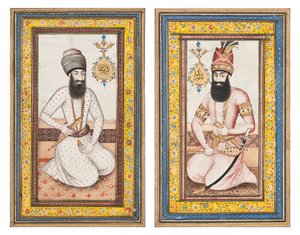 Portraits de Karim Khan Zand et Nadir Shah, Iran Qajar