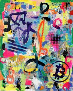 Graffitis colorés sur le thème du Bitcoin