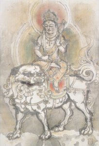 Irie Hako, Manjushri assis sur un lion - Irie Hako
