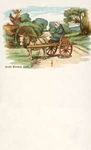Femme avec un âne et une charrette, Irlande