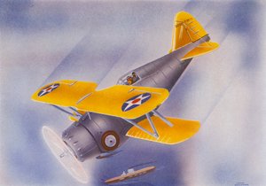 Chasseur Grumman (lithographie couleur)