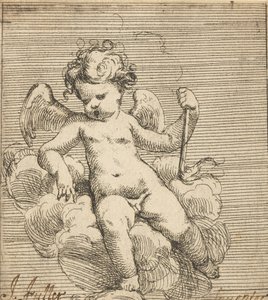 Putto tenant une torche - Isaac Fuller