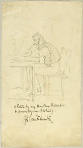 George Cruikshank faisant une gravure - Isaac Robert Cruikshank