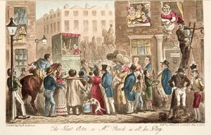 Le grand acteur, ou M. Punch dans toute sa gloire, de The English Spy, pub. 1824 - Isaac Robert Cruikshank
