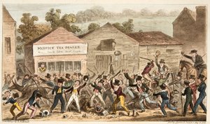 La Rangée de Théière à Harrow, ou la Bataille de Hog Lane, de The English Spy - Isaac Robert Cruikshank