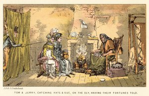 Tom et Jerry, attrapant Kate et Sue, en train de faire lire leur avenir en cachette - Isaac, Robert and George Cruikshank