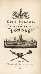 Page de titre calligraphique avec vignette de la ville de Londres avec la cathédrale Saint-Paul - Isaac Taylor