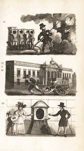 La Pompe à incendie, Transport de marchandises sur un chariot, East India House et London Stone