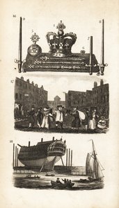 Le bureau des bijoux dans la Tour de Londres, Rag Fair et vieux vêtements et construction navale - Isaac Taylor