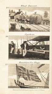 Métiers en Angleterre de la Régence : récolte de blé, huîtres et buntine pour drapeaux - Isaac Taylor