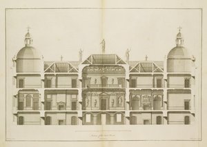 Houghton Hall : section de la façade Est, gravée par Pierre Fourdrinier, 1735 - Isaac Ware