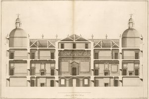 Houghton Hall : section de la façade ouest, gravée par Pierre Fourdrinier, 1735 - Isaac Ware