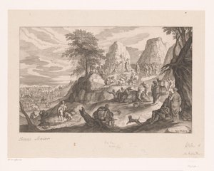 Paysage avec Moïse frappant le rocher pour obtenir de l