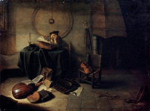Mélancolie II Scientifique dans son studio, peinture hollandaise du 17ème siècle