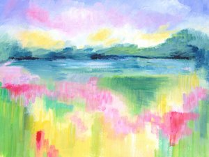 Paysage lacustre abstrait