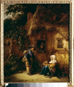 Conversation devant une maison paysanne - Isack van Ostade
