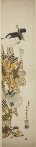 Une courtisane tenant une lanterne et un éventail - Ishikawa Toyonobu