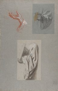 a. Main de Saint Remi, b. Main de Saint Remi, c. Étude de draperie pour un acolyte tenant un livre - Isidore Pils