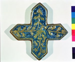 Tuile cruciforme dorée au feu dans le style de Takht-e Solaiman, 13e-14e siècle - Islamic School