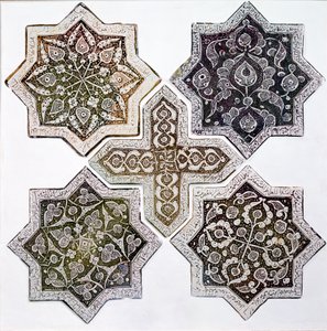 Cinq carreaux, Kashan, Iran