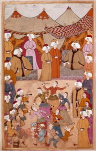 Art islamique : « Danse pour le plaisir du sultan Ahmet III » Gouache sur papier Levni du « Surnama » (surnom i) Vehbi) Début du 18e siècle, Musée du Palais de Topkapi, Istanbul - Islamic School