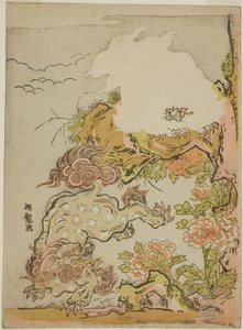 Lions chinois et pivoines - Isoda Koryusai